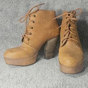 Steve Madden Raspy Cognac Womens 6‎ Leather High Heel Ankle Boots Classiccore